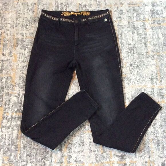 DESIGUAL EXOTIC DISTRESSED JEANS! EUC! SZ EURO 32 - Picture 1 of 12